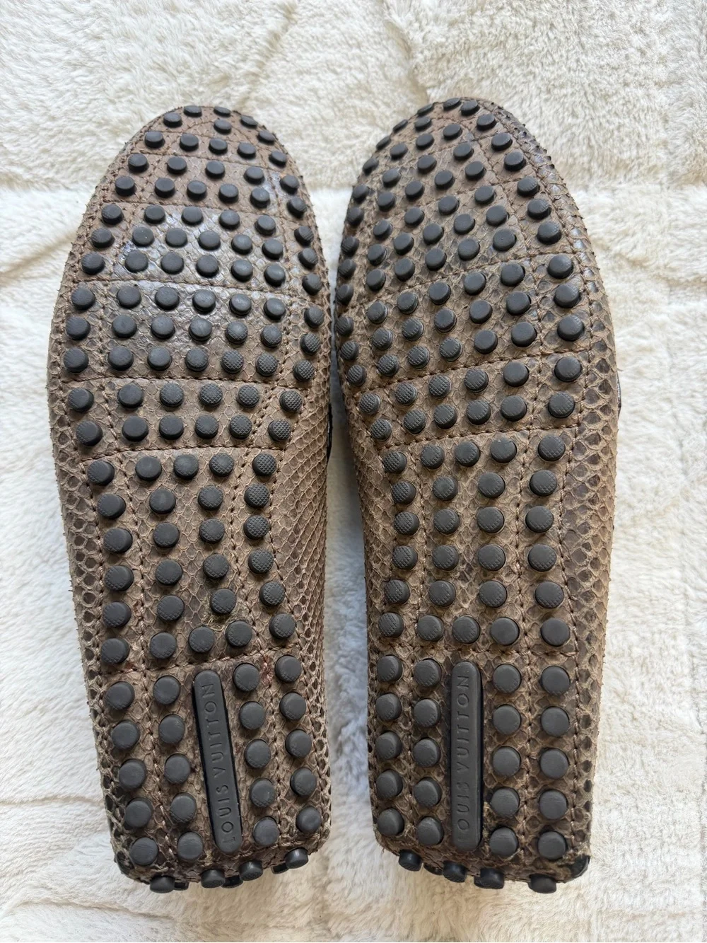 $1,995 Louis Vuitton Genuine Exotic Python Snake Skin Silver Buckle Loafers 8.5